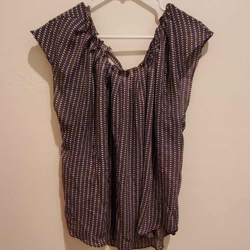 Lauren Conrad Navy Heart Blouse